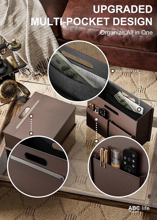 ABC life Magazine Holder,Magazine Rack Floor, Brown | Stable Foldable PU Leather Newspaper Book Storage Basket Box, Upgraded Magazine Folder Free Standing, for Room Home Office