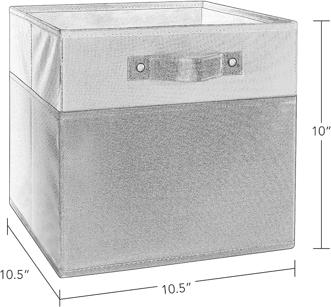 RiverRidge Kids storage bins - 10.5 Cube Storage Organizer with Handles – Taupe Two-Tone closet organizers and storage for Toys, Shoes & More - Fits RiverRidge Cabinets