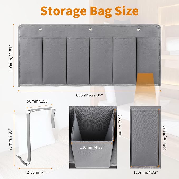 RVZONE RV Shoe Pockets 6 Large Pockets Heavy Hanging Bedside Storage Organizer with Sturdy Hooks for Shoes, Toys and Tools