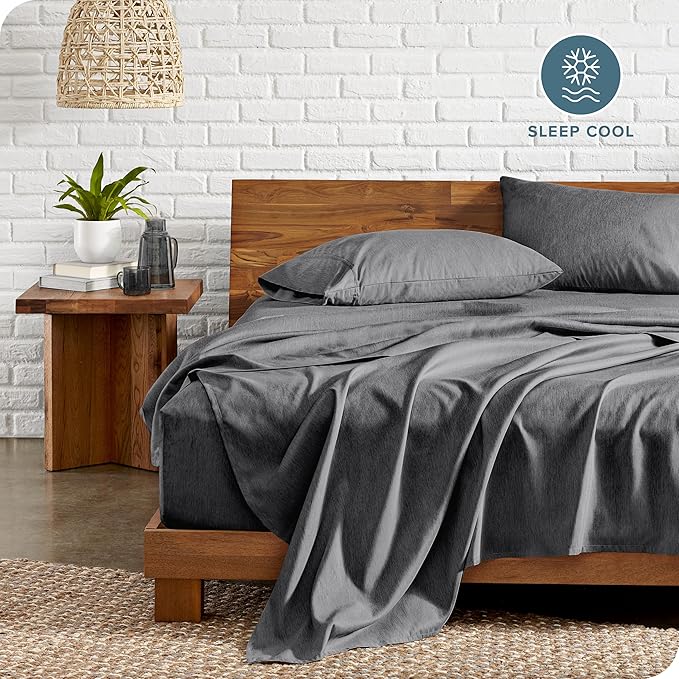 Bare Home Split King Sheet Set - 1800 Ultra-Soft Microfiber Double Brushed - Deep Pockets - Easy Fit - 5 Piece Set - Bed Sheets (Split King, Heathered Grey)