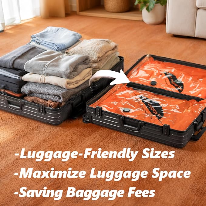 SUOCO 22 Pack Vacuum Seal Bags for Clothing Travel with Wireless Pump, 3 Sizes (20/24/28 Inch) Compression Packing Cubes for Luggage Suitcase