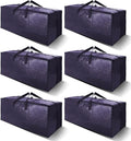 VELVETSURE Heavy Duty Extra Large Moving Bags W/Backpack Straps - Strong Handles & Zippers, Storage Totes For Space Saving, Fold Flat, Alternative to Moving Box and Storage Bin (Set of 6, Blue)