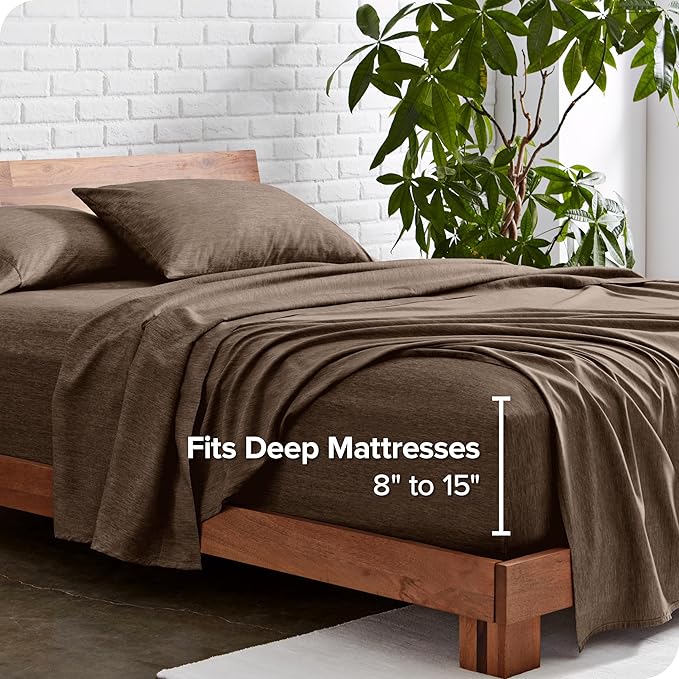 Bare Home Full XL Sheet Set - Luxury 1800 Ultra-Soft Microfiber Full Extra Long Sheets - Double Brushed - Deep Pockets - Easy Fit - 4 Piece Set (Full XL, Heathered Taupe)
