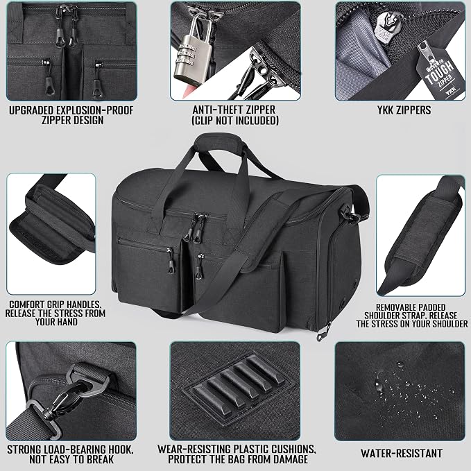 HILOMON Convertible Duffle Bags for Travel Carry On Suit Duffle Bags with Shoulder Strap 2 in 1 Hanging Garment Duffle Bag for Men Women (Black Mesh Storage)