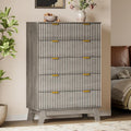 BORNOON 46" Tall Dresser for Bedroom, 6-Drawer Fluted Chest of Drawers, Modern Wood Highboy with Deep Storage, Metal Slides and Handles, Anti-Tip Kit, Vertical Clothes Organizer for Apartment, Nursery