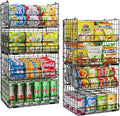 JKsmart 8-Tier Stackable Wire Basket, Can Organizer for Pantry Kitchen, XXL Metal Storage Shelves with Dividers & Handles, Easy Assembly Space Saving Storage Bins for Snacks Fruits Veggies