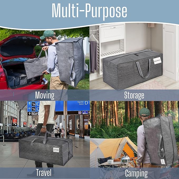 VENO 6 Pack Heavy Duty Moving Bags with Backpack Straps, Zippers & Handles, Extra Large Packing Bags for College Dorm Essentials, Moving Supplies Alternative to Cardboard Moving Boxes