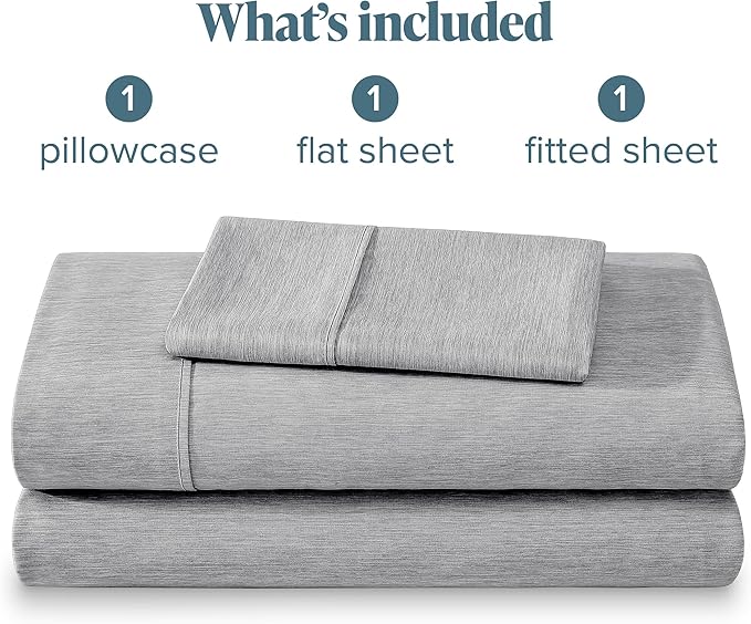 Bare Home Twin XL Sheet Set - College Dorm Size - 1800 Ultra-Soft Microfiber Twin Extra Long Bed Sheets - Deep Pockets - Easy Fit - Extra Soft - 3 Piece Set - Bed Sheets (Twin XL, Heathered Charcoal)
