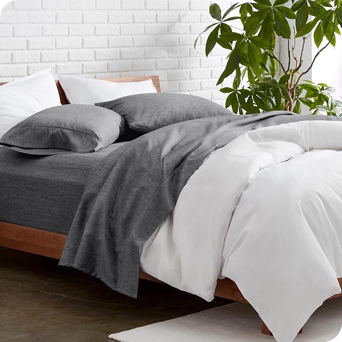Bare Home Split Head Flex King Sheet Set - 1800 Ultra-Soft Microfiber Sheets - Double Brushed - Deep Pockets - Easy Fit - 4 Piece Set - FlexTop Bed Sheets (Split Head Flex King, Heathered Grey)