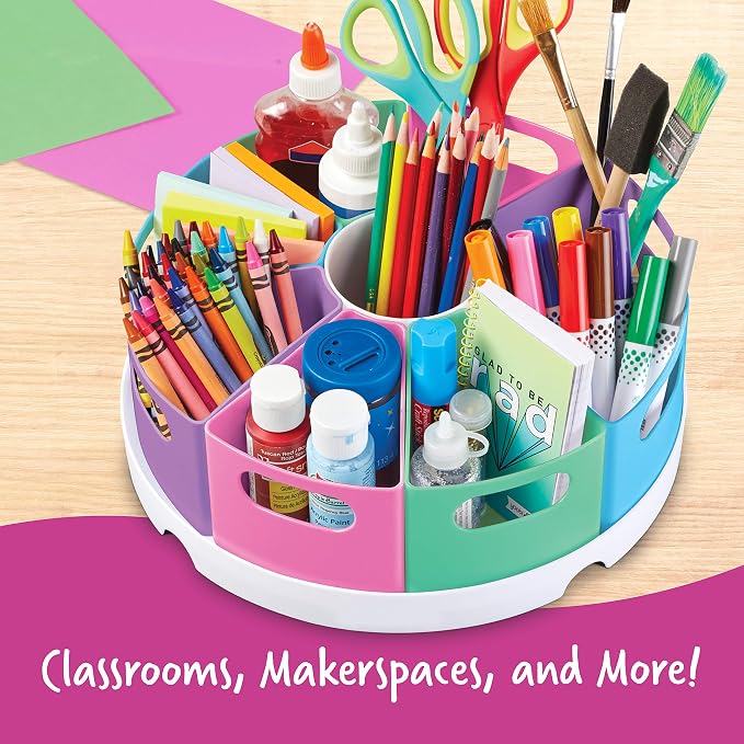Learning Resources Create-a-Space Storage Center, Pastel | Rotating Caddy Organizer for Kids, Art Supply Organizers for Markers, Pens and Pencils, Classroom Table Caddy for Teachers
