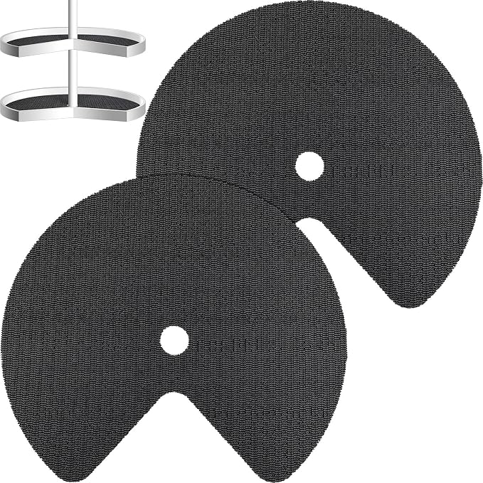 Frienda 2 Pcs Lazy Susan Shelf Liners - Non Adhesive, Non Slip Kitchen Cabinet Liners for Refrigerator, Pantry, Sink & Cupboard Storage(26 Inch,Black)
