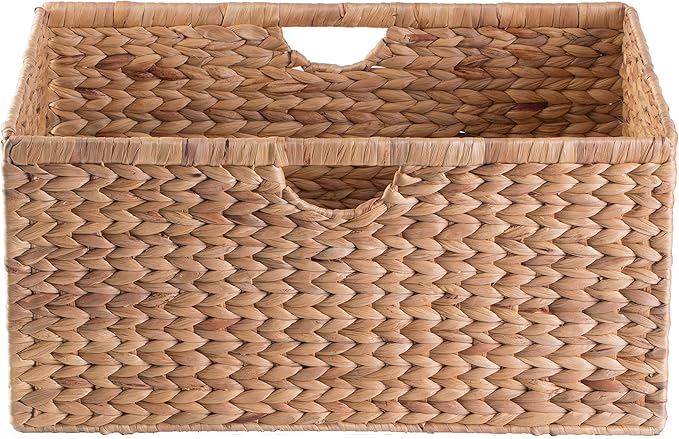 Wickerwise Large Hyacinth Basket - Rustic Handwoven Multipurpose Foldable Storage Organizer Decorative Laundry Totes and Woven Storage Bin for Bedroom, Living Room, Bathroom, Pantry and Closet