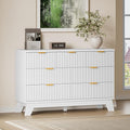 BORNOON Fluted 7 Drawer Dresser, 47.2" Wide Modern Boho Chest of Drawers, Wooden Storage Dresser TV Stand for Bedroom, Living Room, Closet, Hallway, Curved Profile Design