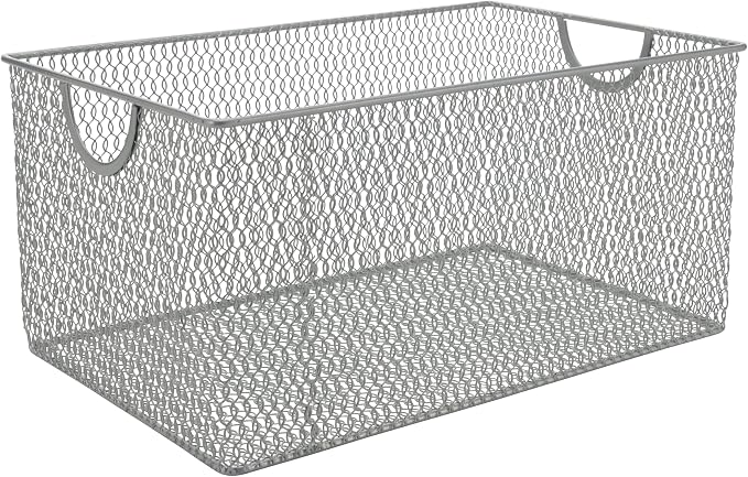 YBM HOME Kitchen Pantry Organizer Wire Basket for Shelves, Cabinets, Pantry, Countertop, Mesh Open Storage Bin Metal Basket for Organizing Food Supplies, 13.3x8.5x6.5