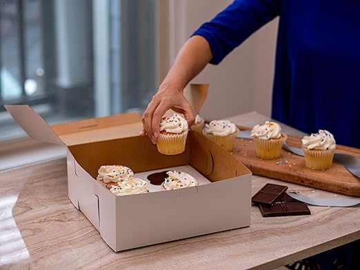 Southern Champion Tray 0995 Premium Clay Coated Kraft Paperboard White Non-Window Lock Corner Bakery Box, 16" Length x 16" Width x 5" Height (Case of 50)