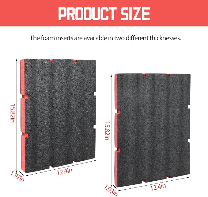48-22-8452 Packout Foam Tool Organizer Inserts Compatible with Milwau-kee | 48-22-8442 and 48-22-84432 Drawer Boxes ,2 Pack Black/Red
