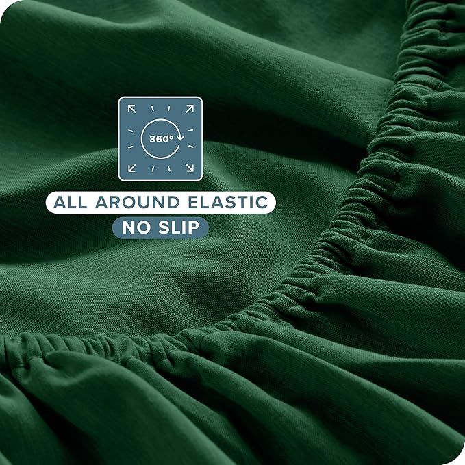 Bare Home Split King Sheet Set - 1800 Ultra-Soft Microfiber Double Brushed - Deep Pockets - Easy Fit - 5 Piece Set - Bed Sheets (Split King, Heathered Forest Green)