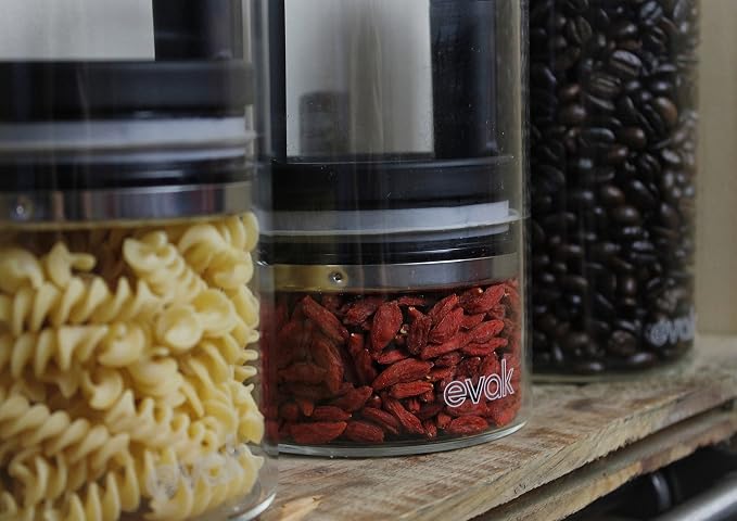 Prepara Evak Classic Glass Food Storage Container, Large (46oz) - Airless Sealed, Great for Keeping Pantry Dry Staples Fresh