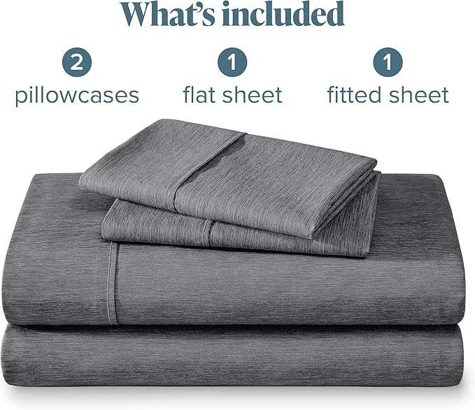 Bare Home King Sheet Set - Luxury 1800 Ultra-Soft Microfiber Double Brushed - Deep Pockets - Easy Fit - 4 Piece Set - Bedding Sheets & Pillowcases (King, Heathered Grey)