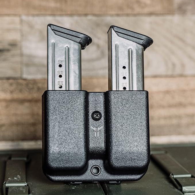 OWB Double Mag Pouch for Glock 17, 19, 22, 23 & More - USA Made - Signature Double Magazine Carrier with Tek-Lok Belt Attachment Clip by Blade-Tech Holsters