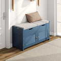 ChooChoo Shoe Storage Bench with Lift Top Storage & Cushioned Seats | 29.5" Entryway Bench with 3 Compartments & Adjustable Shelf, for Entryway, Blue