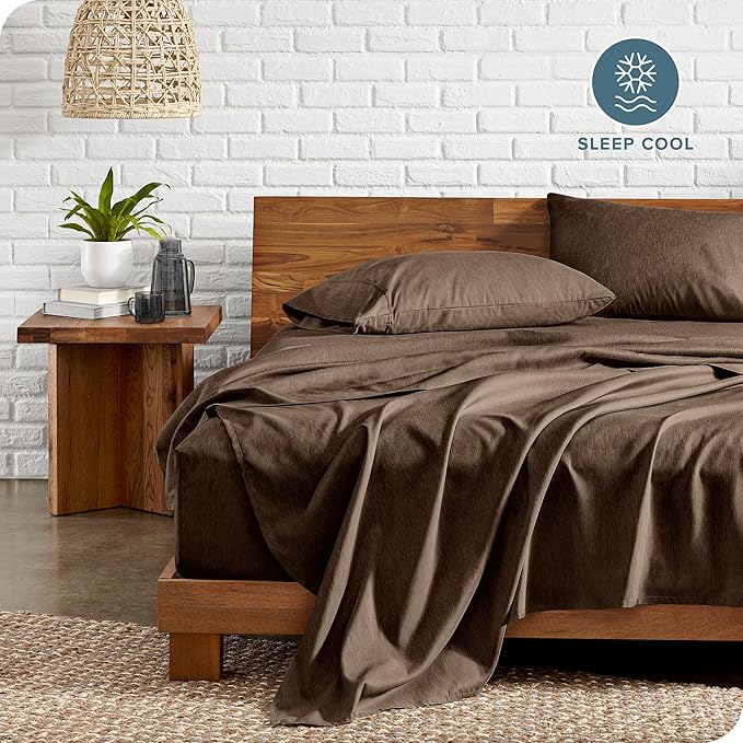 Bare Home Full Sheet Set - Luxury 1800 Ultra-Soft Microfiber Double Brushed - Deep Pockets - Easy Fit - 4 Piece Set - Bedding Sheets & Pillowcases (Full, Heathered Taupe)