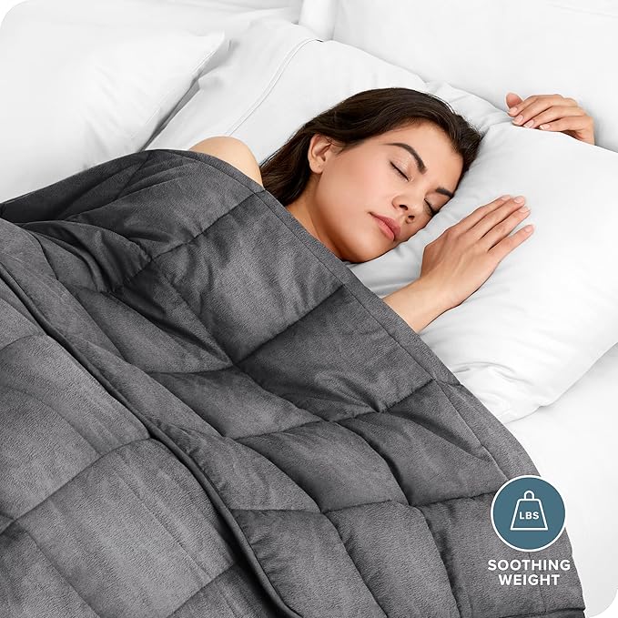 Bare Home Weighted Blanket Twin or Full Size 10lb (40" x 60") - Minky Fleece - Premium Heavy Blanket Nontoxic Glass Beads (Grey, 40"x60")