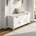 ChooChoo Shoe Storage Bench with Lift Top Storage & Cushioned Seats | 41.3" Entryway Bench with 3 Compartments & Adjustable Shelf, for Entryway, White