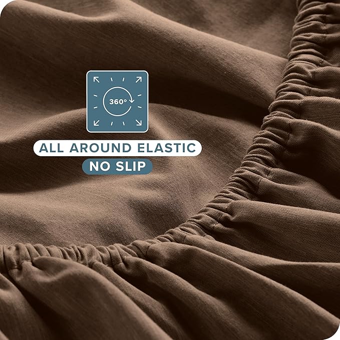 Bare Home Full Sheet Set - Luxury 1800 Ultra-Soft Microfiber Double Brushed - Deep Pockets - Easy Fit - 4 Piece Set - Bedding Sheets & Pillowcases (Full, Heathered Taupe)