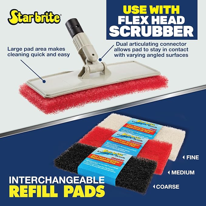 STAR BRITE Flexible Head Scrubber Replacement (Medium) (Red) (040126)