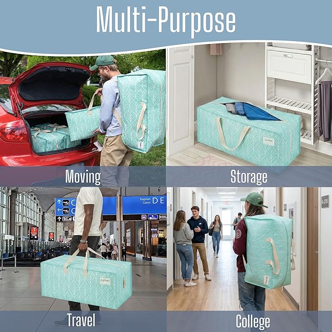 VENO 10 Pack Heavy Duty Moving Bags with Backpack Straps, Zippers & Handles, Extra Large Packing Bags for College Dorm Essentials, Moving Supplies Alternative to Cardboard Moving Boxes