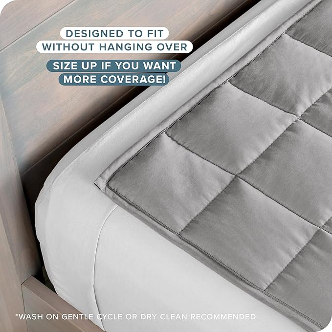 Bare Home Weighted Blanket All-Natural 100% Cotton with Nontoxic Glass Beads 60"x80" 17lbs, Light Grey