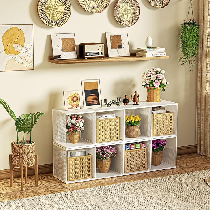Dmevkic 2 Cube Organizer Bookshelves DIY Variable Stackable Cube Storage Organizer for Kid Bedroom,Living Room,Small Bookshelf White