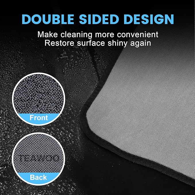 TEAWOO Shiny Wipes Shower Cleaning Cloth, Ultra Absorbent Car Drying Towel, 2 Pack 16 x 24 inch Microfiber Cleaning Cloth for Car, Bath & Househood