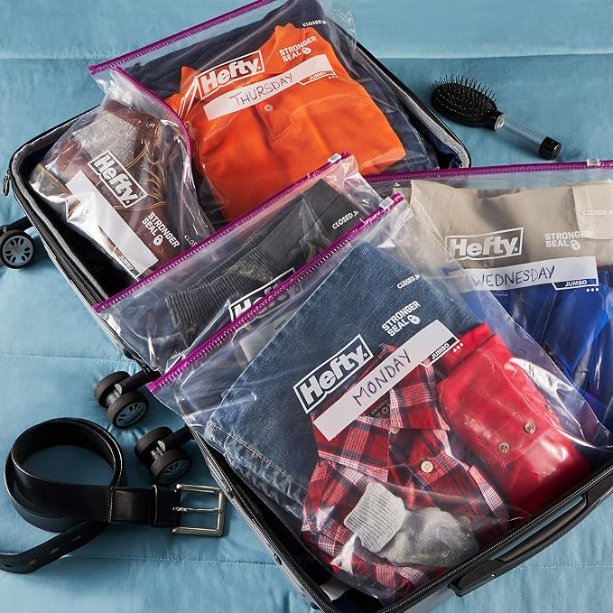 Hefty Slider Jumbo Storage Bags, 2.5 Gallon Size, 12 Count (Pack of 2)