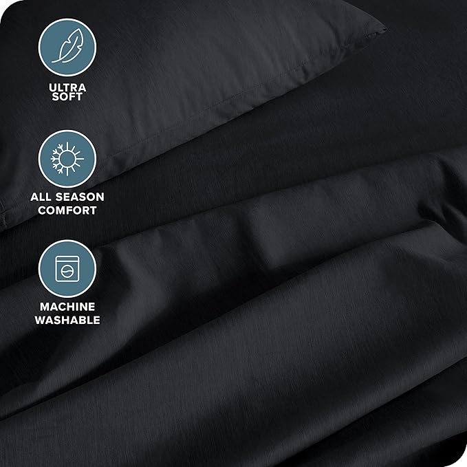 Bare Home Split California King Sheet Set - 1800 Ultra-Soft Microfiber Double Brushed - Deep Pockets - Easy Fit - 5 Piece Set - Bed Sheets (Split Cal King, Heathered Black)