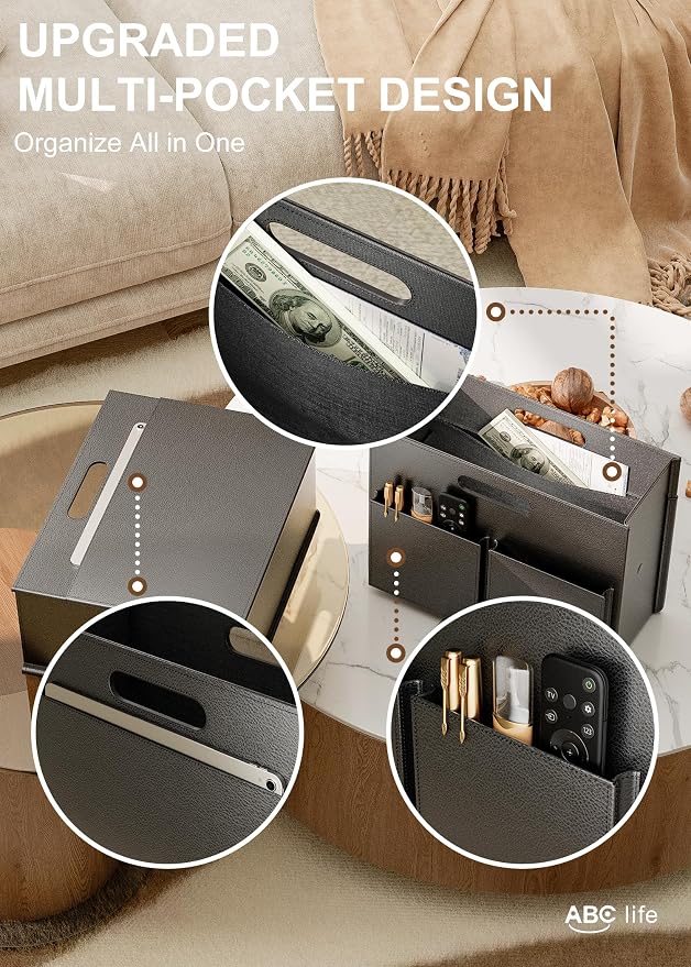 ABC life Magazine Holder, Stable Magazine Rack Floor, Black | Foldable PU Leather Newspaper Book Storage Basket Box, Upgraded Magazine Free Standing, for Living Room Home Office