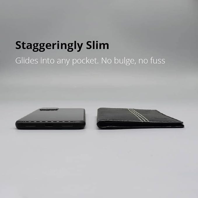 Minifold Men's Slim Leather Wallet with RFID Blocking Contactless Handmade, Minimalist and Slim, in Gift Box for Men