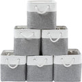 MidmmVick 13 x 13 Inch Cube Storage Bins, 6 Pack Extra Large Collapsible Fabric Storage Bin with Ropes, Foldable Storage Cubes for Home (White & Grey-13"x13"x13")