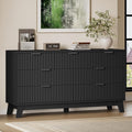 BORNOON 57" Long Dresser for Bedroom, 7-Drawer Fluted Chest, Wide Wood Storage Dresser with Metal Slides and Handles, Stable Base, Modern Clothes Organizer for Primary Suite, Guest Room, Nursery