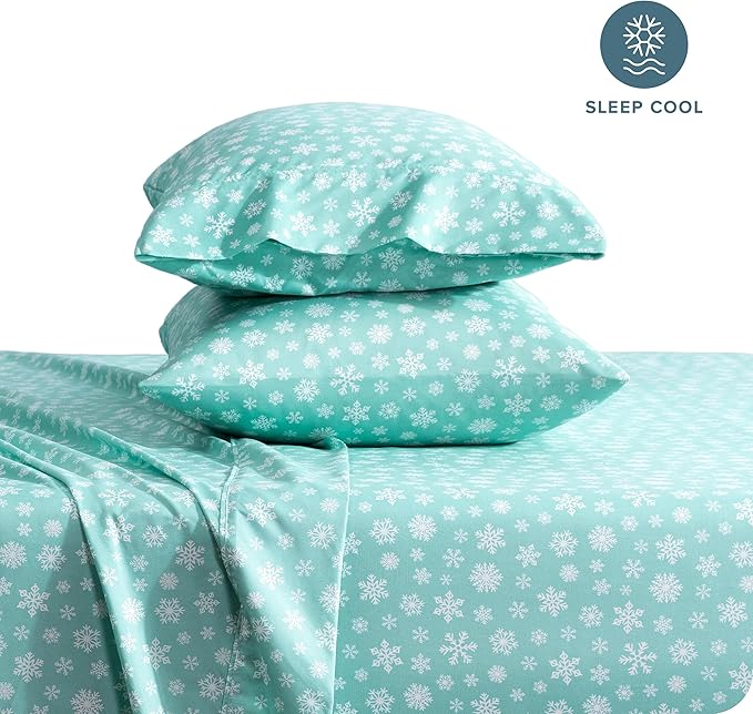 Bare Home Twin XL - College Dorm Size - Christmas Sheet Set - Luxury 1800 Ultra - Double Brushed Soft Microfiber - Deep Pockets - Easy Fit - 3 Piece Set - Holiday Bed Sheets (Twin XL, Snowdrift)