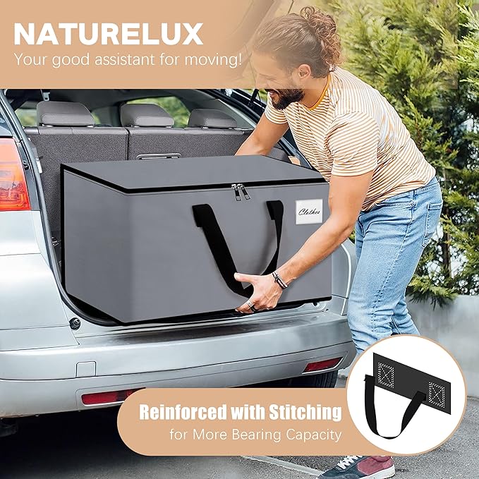 NATURELUX Heavy Duty Moving Bags - Extra Large Packing Bags and Storage Totes, Collapsible and Foldable Option for Moving and Storage, Multicolored, 93 L - 6 Pack