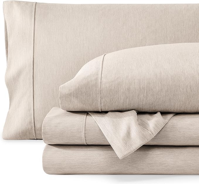 Bare Home King Sheet Set - Luxury 1800 Ultra-Soft Microfiber Double Brushed - Deep Pockets - Easy Fit - 4 Piece Set - Bedding Sheets & Pillowcases (King, Heathered Pebble)