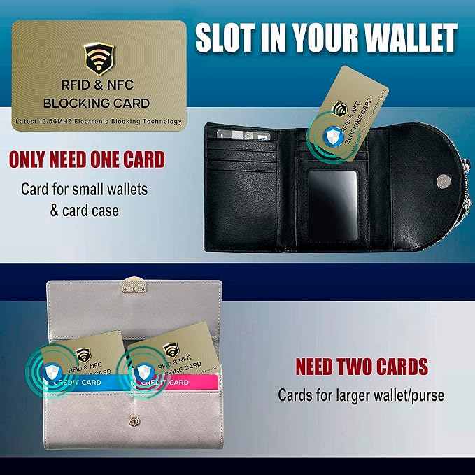 SaiTech IT 3 Pack RFID Blocking Card for Credit Debit ID Card, Golden | Slim Anti-Theft Contactless NFC RFID Blocker Protector, Easily Fit into Wallet and Purse, for Men & Women