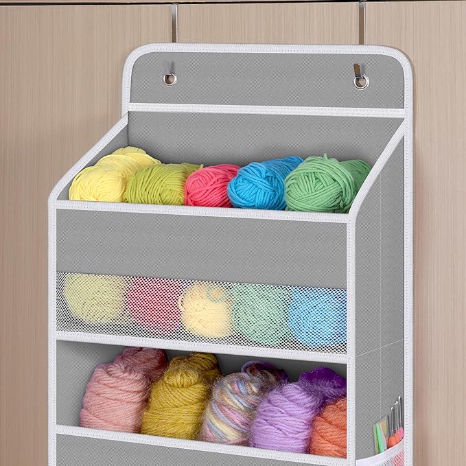 Univivi Door Hanging Organizer Nursery Closet Cabinet Baby Storage with 6 Large Compartments and 8 Side Pockets for Cosmetics, Toys and Sundries