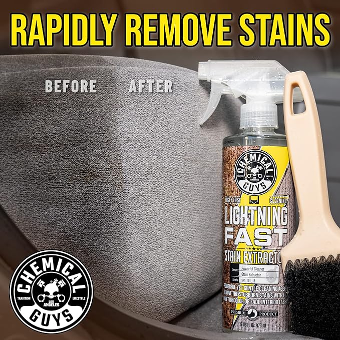 Chemical Guys Lightning Fast Carpet and Upholstery Stain Extractor, (Fabric, Upholstery, & Carpet), Safe for Cars, Home, Office, Furniture & More, 32 fl oz, Fresh Scent