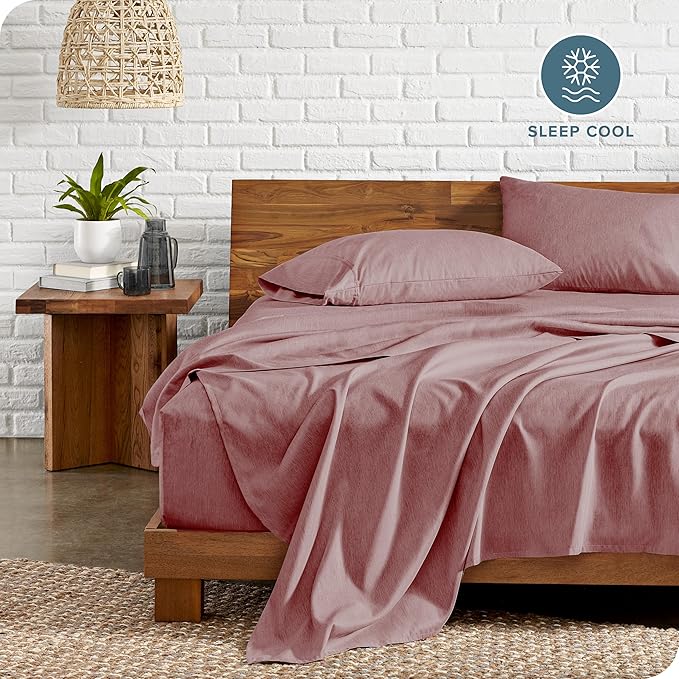 Bare Home King Sheet Set - Luxury 1800 Ultra-Soft Microfiber Double Brushed - Deep Pockets - Easy Fit - 4 Piece Set - Bedding Sheets & Pillowcases (King, Heathered Rosewood)