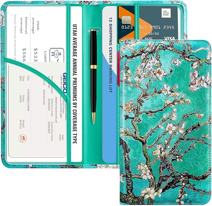 CoBak Car Registration and Insurance Holder | Vehicle Glove Box Organizer, Auto Truck Compartment Document Case with Magnetic Closure for Insurance & Driver License