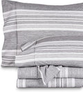 Bare Home Full Sheet Set - Luxury 1800 Ultra-Soft Microfiber Double Brushed - Deep Pockets - Easy Fit - 4 Piece Set - Bedding Sheets & Pillowcases (Full, Heathered Charcoal - Stripe)