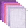 Frienda 6 Pieces Mesh Stuff Sack, 11 x 15 Inch Durable Nylon Drawstring Laundry Bag for Rinsing Beach Toys, Seashell Collecting, Mesh Bags for Travel(Gradient Purple)